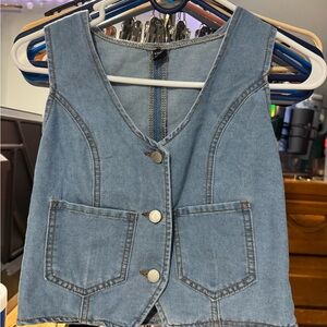 SHEIN Light Blue Denim Vest